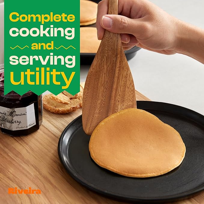 Riveira's 6-Piece Kitchen Essentials - Wooden Spoons for Cooking and Comprehensive Cooking Utensils Set