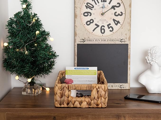 StorageWorks Water Hyacinth Baskets, Small Wicker Baskets for Organizing in Kitchen and Bathroom, 2-Pack