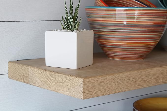 Urban Legacy Unfinished White Oak Deep Floating Shelves | Easy to Install Accent Modern Floating Shelves with Floating Shelf Brackets| Set of 2 (48" x 11" x 2")