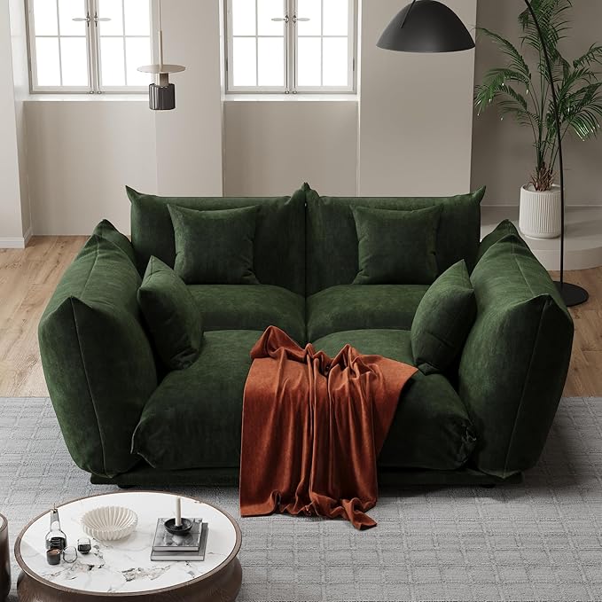 smilesun Modern Minimalist Chenille Modular Sectional Sofa, Oversized Couch and Loveseat Set with Thick Cushions, Upholstered Sofa for Living Room, Bedroom, Office, Apartment(Green,136" 4-Seater)