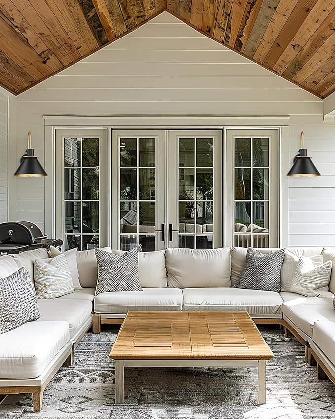 Industrial Wall Sconce Set of 2, HWH Modern 1-Light Bathroom Vanity Light Fixtures, Single Wall Sconce for Bedroom, Balcony, Over Mirror, Kitchen Sink, Black and Gold Finish, 5HZG56B-2 BK+BG