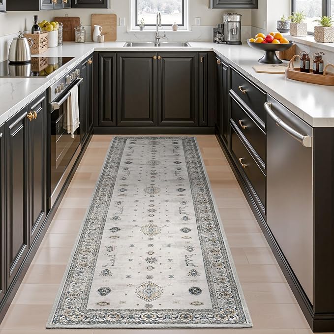 AMOAMI Vintage 2X6 Runner Rug Non Slip Soft Runners for Hallways Machine Washable Hallway Runner Bedside Rugs for Bedroom Long Rug for Hallways Entryway Laundry Room Kitchen Bathroom