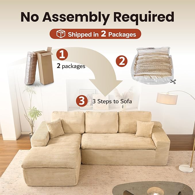 ovios 105” Modular Sectional Sofa with Thicken Seat Cushion, Cloud Couch with Deep Seat, Modern L-Shape Sofas Couches with Chaise,Upholstered Couches for Living Room Bedroom,Camel