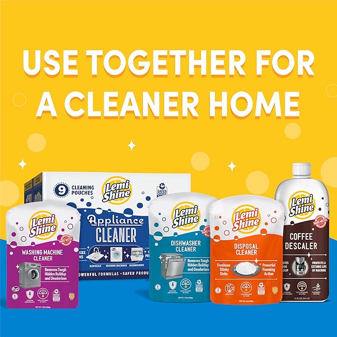 Lemi Shine Natural Dishwasher Cleaner - Dishwasher Cleaner and Deodorizer Powered by Citric Acid and a Natural Fresh Lemon Scent (1 Count)