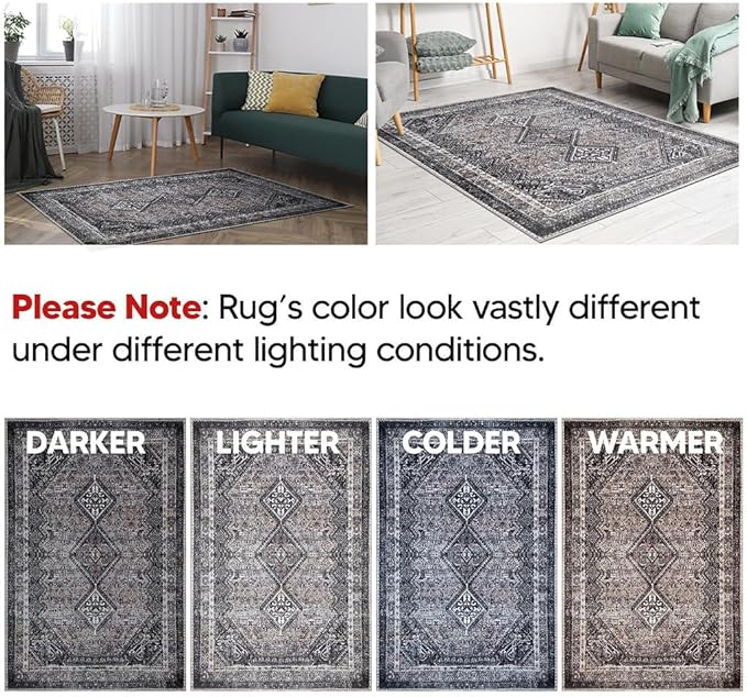 Keen Home Design 2x3 Rug - Machine Washable Entry Rug with Non-Slip Backing, Ideal for Enteryway, Kitchen, Bathroom, Laundry Room - Vintage, Easy Clean, Durable, Low Pile Rug - (2' x 3')