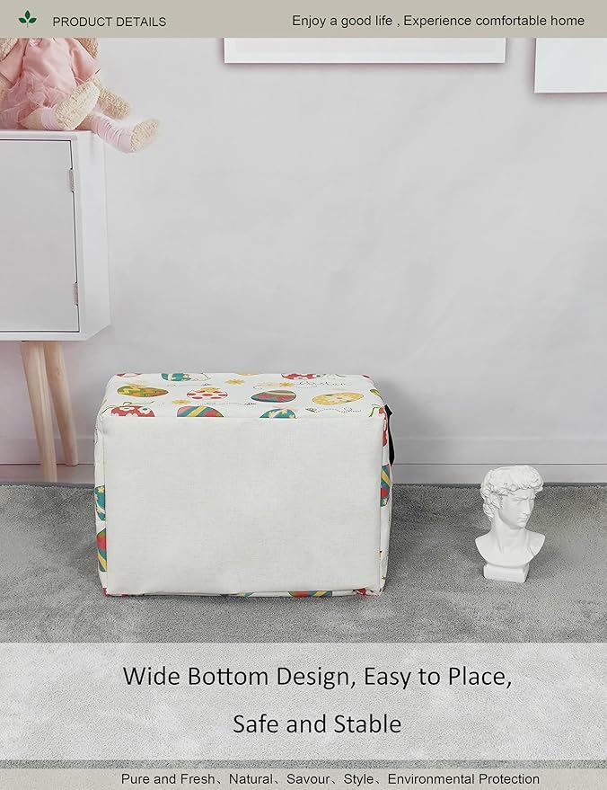 Rectangular Folding Laundry Basket,waterproof Canvas Basket,gift basket,Suitable for children's room,Office,Clothes,Toys Storage(Easter Eggs)