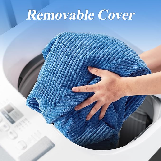 3.5FT Bean Bag Chairs Teardrop Bean Bag Chair for Adults Beanbag Chair with Memory Foam Filled Machine Washable Cover for Living Room, Bedroom (Large,Blue)