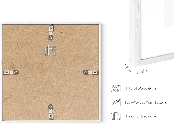HAUS AND HUES 10x10 Square Picture Frames Set of 15 - White Oak Frames with Plexiglass, Modern Style, Wall Mountable