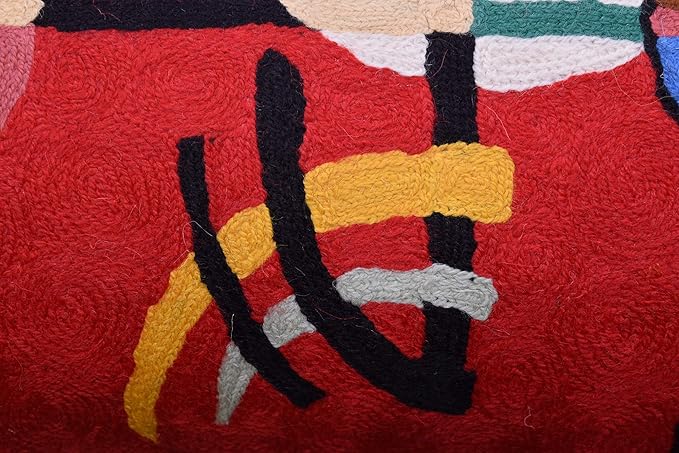 Lumbar Kandinsky Red Modern Pillow Cover Counterweights Mid Century Chair Cushions Red Abstract Pillowcase Red Contemporary Pillowsham Couch Cushions Handmade Wool Size 14x20