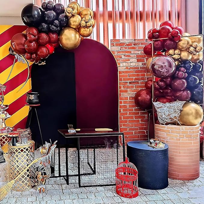 Black Burgundy Gold Balloons 12 Inch Burgundy Maroon Red Black Metallic Gold Latex Confetti Balloon for Kids Graduation Birthday Baby Shower Party Decoration