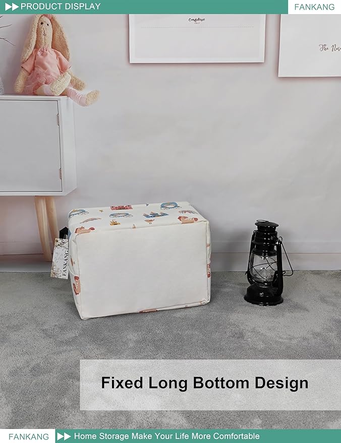 FANKANG Storage Bins, Nursery Hamper Canvas Laundry Basket Foldable with Waterproof PE Coating Large Storage Baskets for Kids Boys and Girls, Office, Bedroom, Clothes,Toys(Rec-castle carriage )