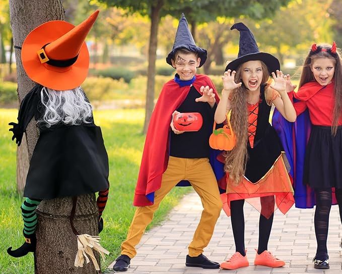 POPGIFTU 53" Halloween Crashing Witch Decoration – Funny Flying Witch for Tree, Yard, Porch & Outdoor Halloween Decor