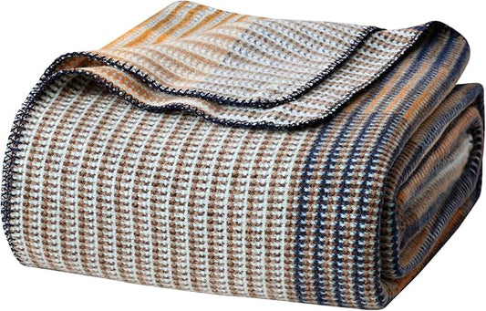 YOUR MOON Pure Merino Wool Blanket, King Size, 100% Australian Natural Wool, Washable, Hypoallergenic - Non-Itchy (Brownish Blue, 90 * 108)