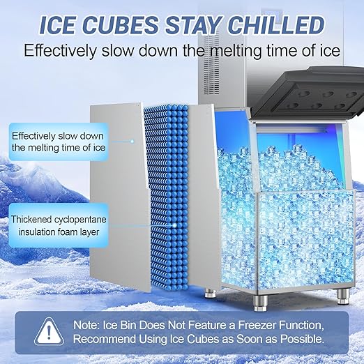 Ice Machine Commercial Ice Maker Machine, 400 Lbs/24H Industrial Ice Machine, 350 Lbs Storage Commercial Ice Machines Free Standing, Cubes Ice Makers Commercial, Restaurant, Cafe, Bar, Hotel