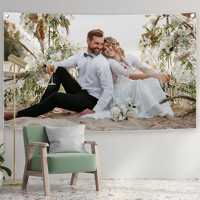 Personalized Custom Tapestry - Ships Next Business Day, Made in USA - Upload Your Own Image for a Unique Wall Hanging Backdrop, Perfect for Home & Living Room Decor, Bedroom Wall Art (50x60)