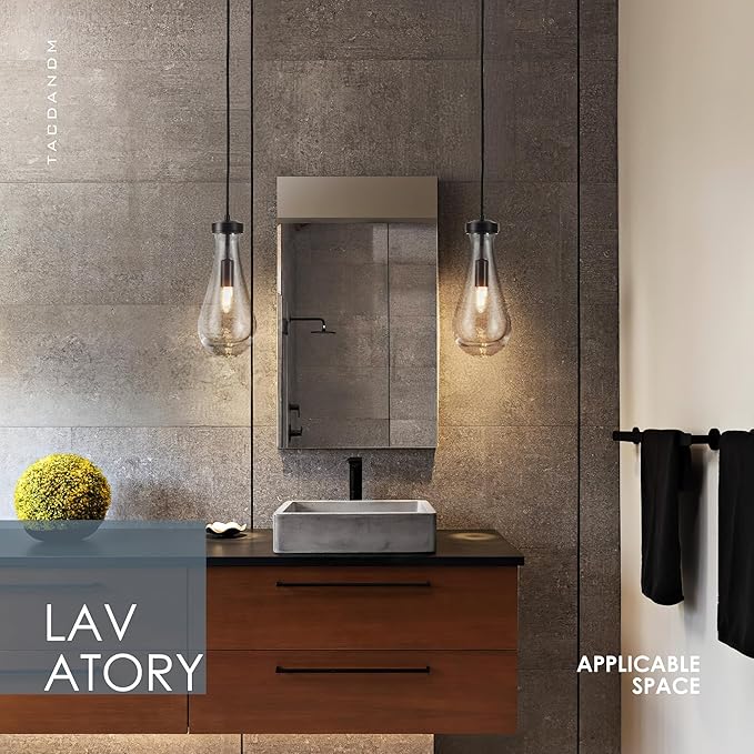 Raindrop Pendant Light, Black Glass Pendant Lighting, Hand Blown Teardrops Modern Hanging Light for Entryway Foyer Stairway Kitchen Island Bedroom Dining Living Room Hallway