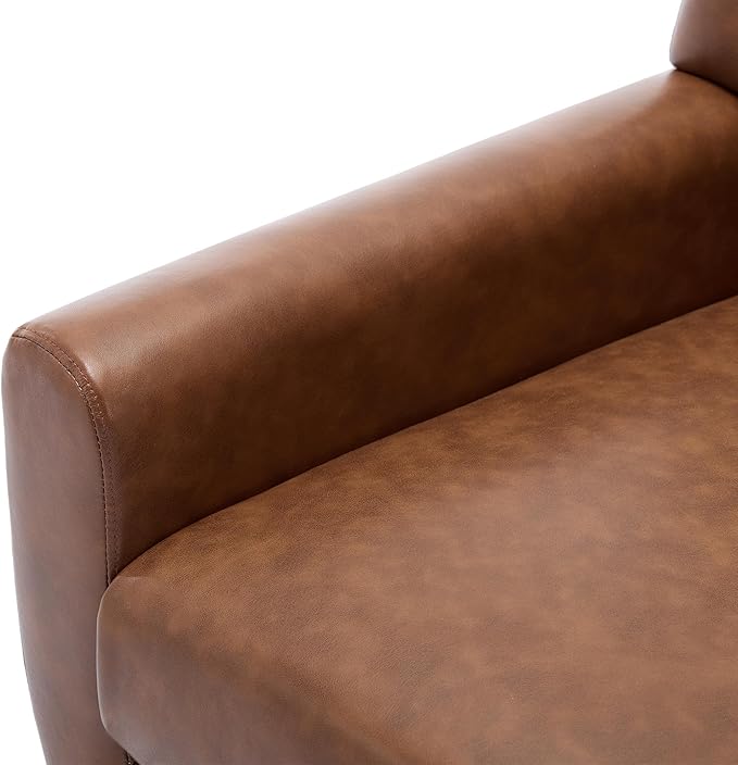 UIXE Faux Leather Accent Chairs Set of 4, Modern Arm Club Chair Upholstered Armchair for Living Room, Comfy Single Sofa Seats Button Tufted Reading Seating, Coffee