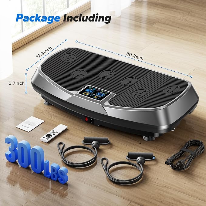 MERACH Vibration Plate Exercise Machine, 3D & 4D Vibration Plate with 2 Tension Ropes LED Display, Whole Body Vibration Platform for Women Men, Exercise Equipment for Home