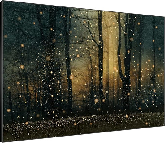 SIGNWIN 60"x72" Extra Large Framed Wall Art Magical Firefly Forest at Twilight, Enchanted Nature Scene for Home Living Room Bedroom Decor (Frame Assembly Required)