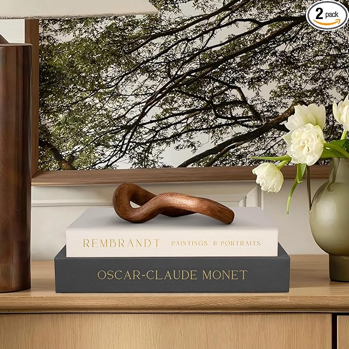 Linen Decorative Books for Home Decor,Set of 2 Aesthetic Faux Decor Book for Decoration,Fake Books for Bookshelf,Keepsake Storage Box (Gray & Beige)