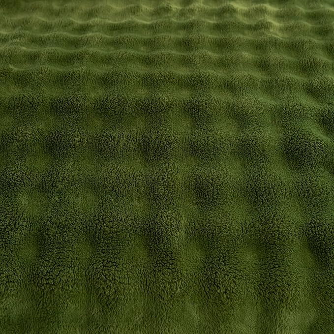 YUSOKI Luxury 3D Bubble Throw Blanket 2lb,All Ages,Home Decoration, (Olive Green,50 * 60inches)