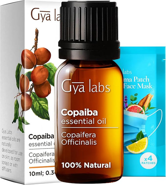 Gya Labs Copaiba Essential Oil for Diffusers - 0.34 Fl Oz - 100% Pure Natural Copaiba Oil for Skin, Self-Care Rituals, Body Comfort Fragrances & Candle Making Scent