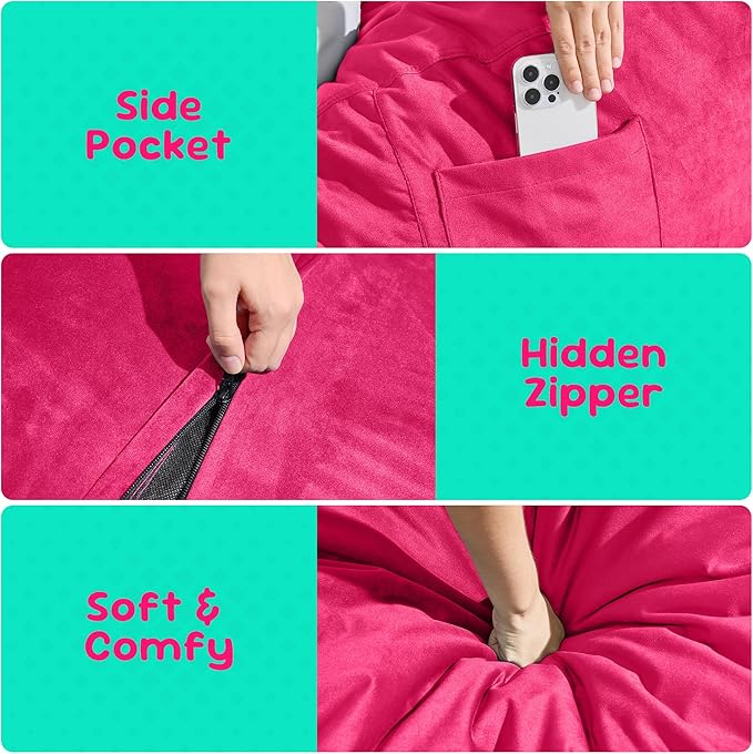 Hobestluk Bean Bag Chairs 2.5FT Bean Bag Chair with Memory Foam Filled & Machine Washable Cover,Beanbag Chair, Small Bean Bag Chairs for Playroom, Living Room, Bedroom