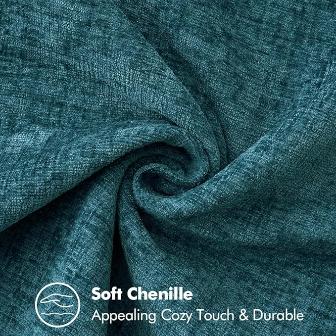 MIULEE Pack of 2 Couch Throw Pillow Covers 20x20 Inch Dark Teal Farmhouse Decorative Pillow Covers with Stitched Edge Soft Chenille Solid Dyed Spring Pillow Covers for Sofa Bed Living Room