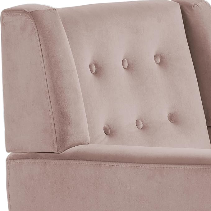 UIXE Accent Chair, Velvet Upholstered Armchair for Living Room, Modern Club Arm Chairs Comfy Single Sofa Button Tufted Bedroom Reading Seat - Skin Pink, Set of 1