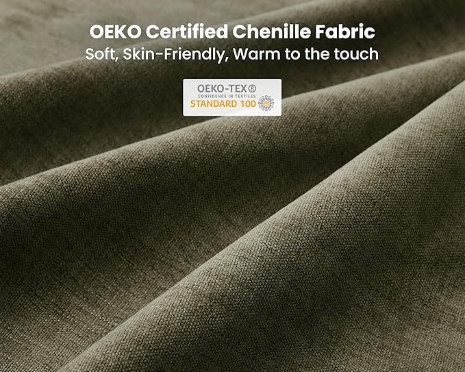 Oversized Modular Sofa, Extra Deep Cloud Corduroy Sectional Couch with Ottoman Chaise, Fluffy Chenille L-Shaped Sofas for Living Room, Villa (Loveseat+Ottoman, Chenille Green)