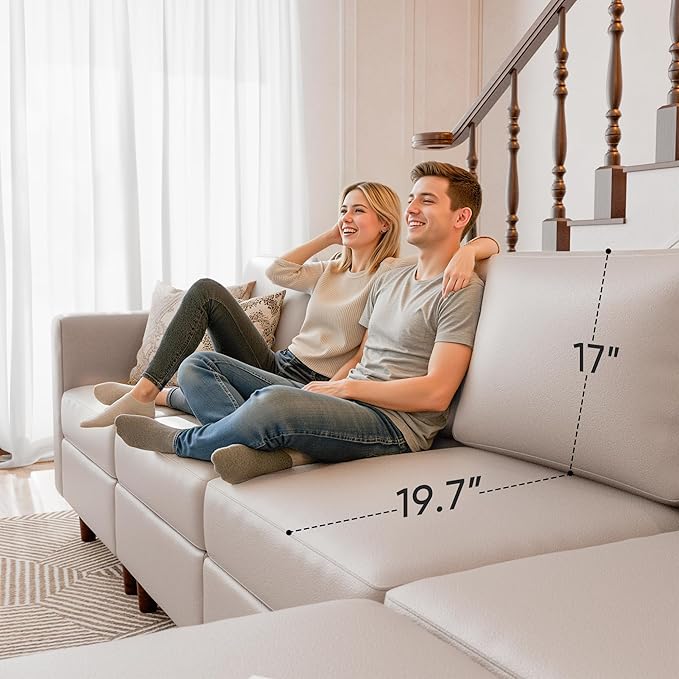 Faux Leather Single Sofa with Storage Ottoman, Modern Accent Chair Deep Seat Large Reading Armchair, Chaise Lounge Chair for Living Room Bedroom Office Whitesand