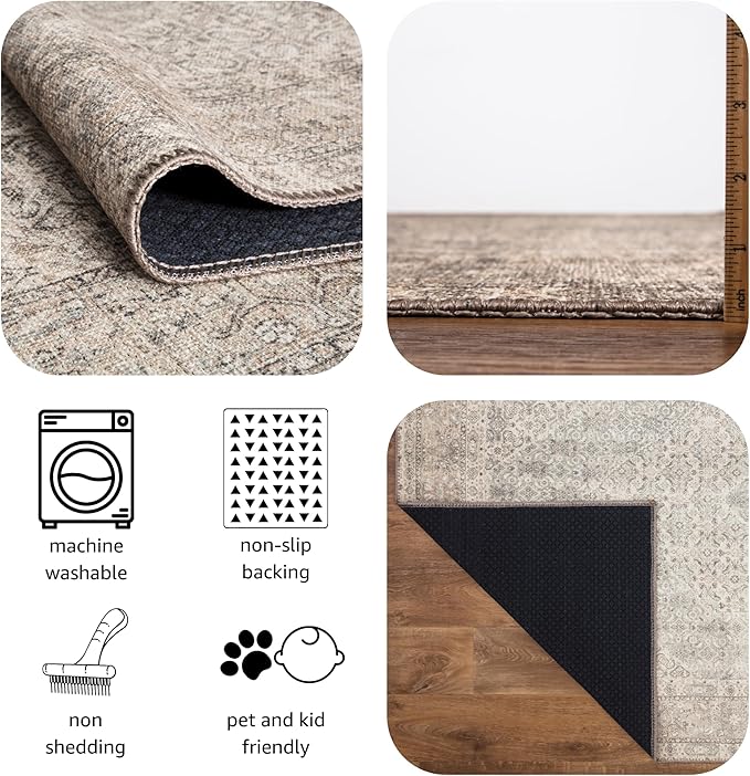 Keen Home Design 3x5 Rug - Machine Washable Entry Rug with Non-Slip Backing, Ideal for Enteryway, Kitchen, Bathroom, Laundry Room - Vintage, Easy Clean, Durable, Low Pile Rug - (3' x 5')