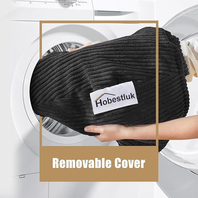 Hobestluk 3.5FT Bean Bag Chair Adult Bean Bag Chair Large Bean Bag Chair with Filler Included Teardrop Bean Bag with Removable Cover for Bedroom Living Room - (Large, Black)