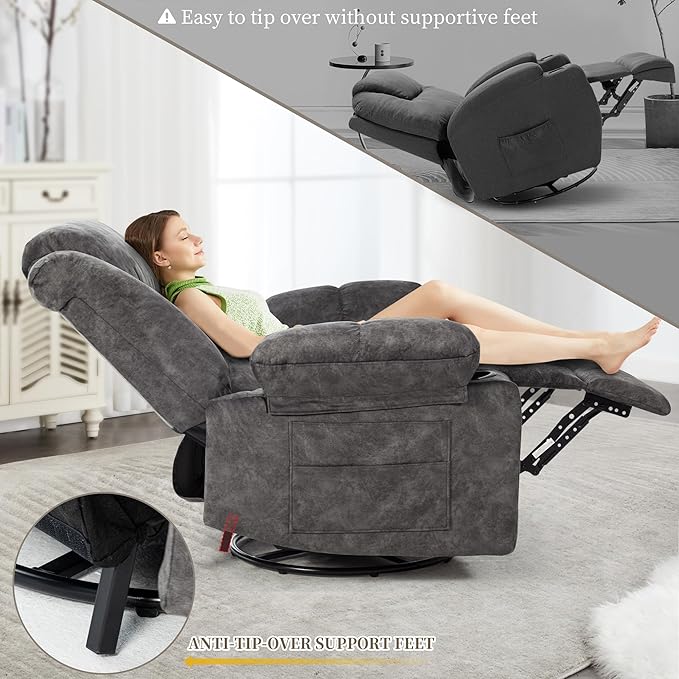 Recliner Chair Modern Ergonomic Lounge Swivel Single Sofa Seat Living Room Recliners on Clearance Foam Filling