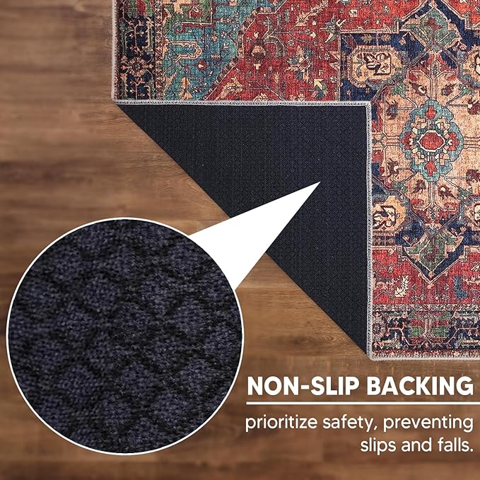 Keen Home Design 3x5 Rug - Machine Washable Entry Rug with Non-Slip Backing, Ideal for Enteryway, Kitchen, Bathroom, Laundry Room - Vintage, Easy Clean, Durable, Low Pile Rug - (3' x 5')