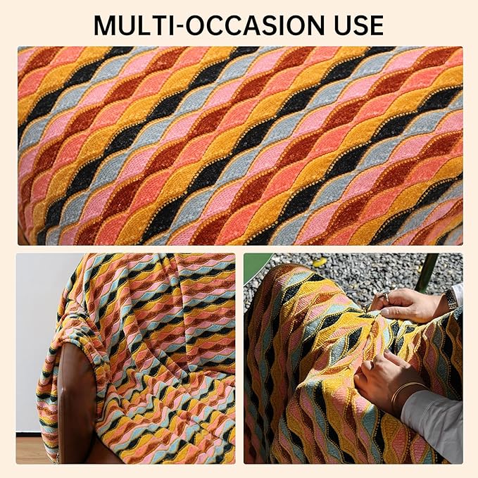 Soft Chenille Yarn Throw 50"x60", Handmade Knit Throw Blanket, for use in All Seasons, Soft Cozy Warm Knitted Blanket for Bed Sofa, Couch Chair, Living Room(1.98Ib)