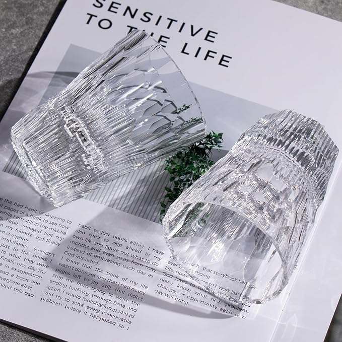 KAMMAK Crystal Whiskey Glasses Set of 2, Handcrafted 6.09oz Old Fashioned Glasses Stemless, Luxury Cocktail Glasses, Hand Blown Scotch Cup for Women, Men Gift for Rocks, Bourbon, Bar Barware