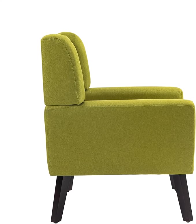 UIXE Accent Chairs Set of 2, Modern Upholstered Arm Chair, Mid-Century Club Armchair Comfy Single Lounge Sofa Button Tufted Living Room Reading Seat Bedroom Side Sitting for Home Office,Green