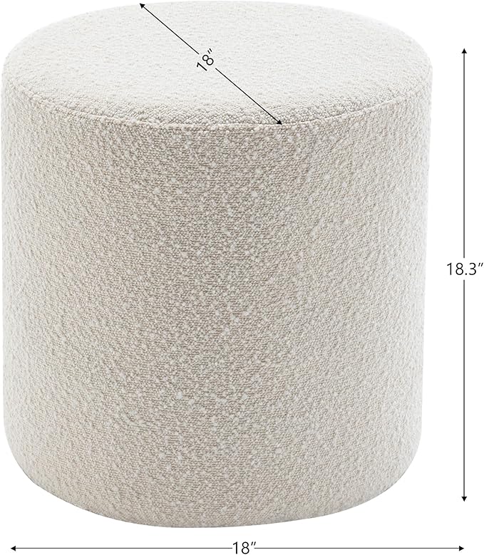 KINWELL 34" Boucle Swivel Barrel Chair with 18" Round Ottoman Set, Fully Assembled Set of Sherpa Accent Chair and Footrest, Modern Comfy Armchair and Footstool for Living Room and Bedroom, Black White