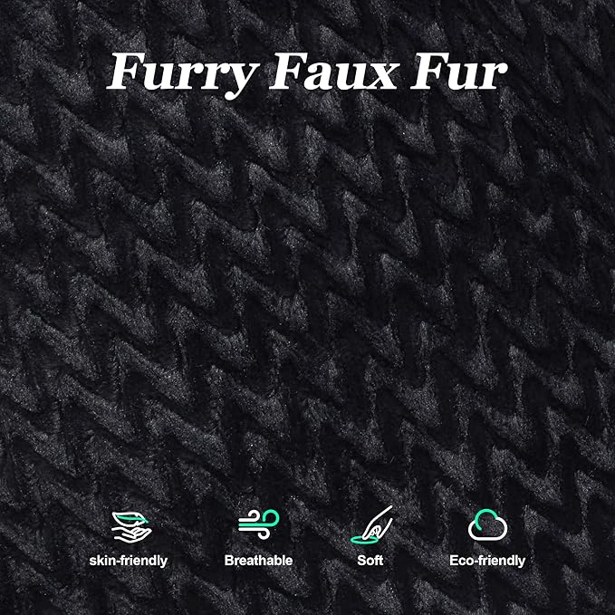 Hobestluk 3 in 1 Bean Bag Chair Giant Bean Bag Chairs for Adults with Chevron Plush Fur Cover Convertible Bean Bag Floor Cushion with Machine Washable Cover for Living Room (Chevron Plush Black)