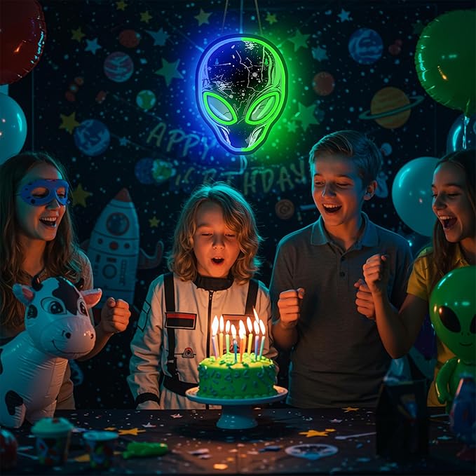 zidoni Alien Neon Sign,Dimmable Alien LED Neon Signs for Wall Decor Bedroom Game Room Man Cave Party Decor, LED Light Sign Gifts for Teen Boy Room