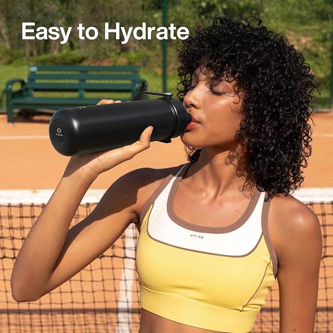 Insulated Water Bottle with Straw Stainless Steel Water Bottle, Leak-Proof, BPA-Free, Double Wall Vacuum Keeps Cold for 24 Hours for Sports, Travel, School (26 oz, Black Night)