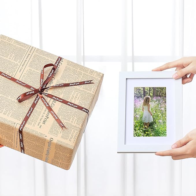 Vittanly 6x8 Picture Frames Set of 9, Shatter Resistant Plexiglass, Display 4x6 Pictures with Mat or 6x8 without Mat, Photo Frames for Wall or Tabletop, Engineered Wood, White