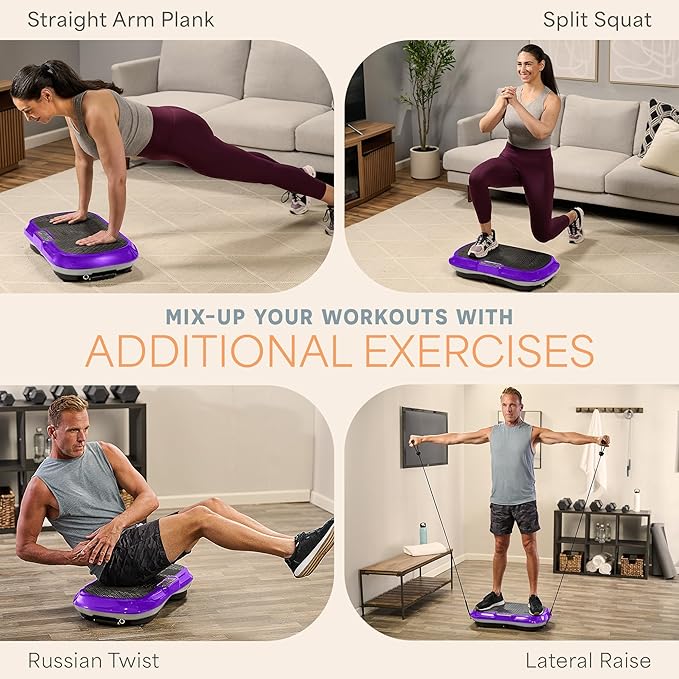 Lifepro Waver Vibration Plate Exercise Machine – High-Intensity Vibration for Muscle Activation, Full-Body Workout Vibrating Platform with Loop Bands, Fitness Equipment for Strength Toning & Fat Loss