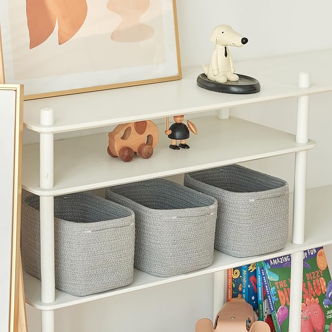 Small Baskets Set of 3-11"x7"x7" Perfect Toy Baskets for Storage, Ideal Storage Basket for Cube, Towels, and More - Basket for Shelves (Grey)