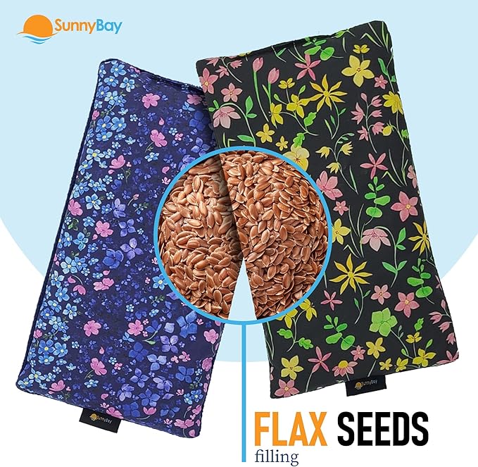 SunnyBay Small Microwave Heating Pad, Microwavable Versatile Cold/Heated Neck and Shoulder Wrap for Back Pain and More, Moist Heat Cotton-Fleece Pad, 6x11 Inches, Lilac and Green Flowers, Pack of 2