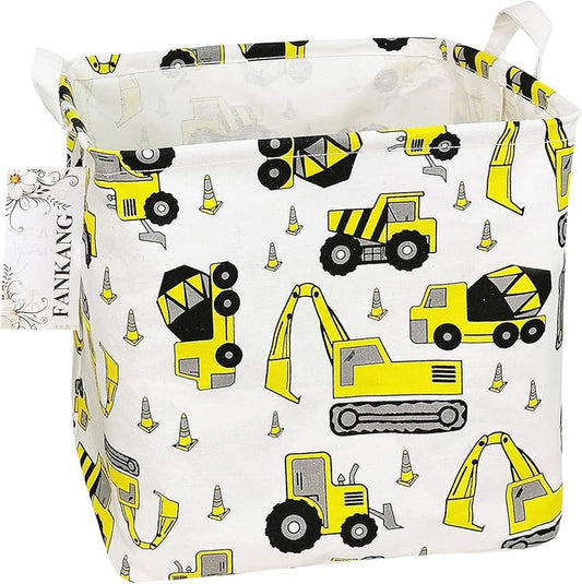 FANKANG Square Nursery Hamper Storage Bins Canvas Laundry Basket Foldable with Waterproof PE Coating Storage Baskets Gift Baskets for Children, Office, Bedroom, Clothes(Square-Engineering )