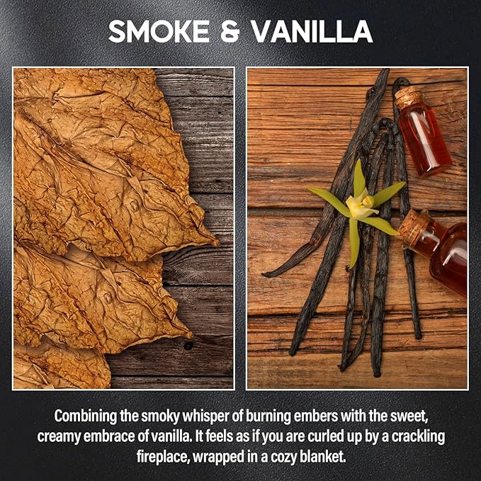 Smoke & Vanilla Candle, 9oz Scented Candle for Men, Scented Candles for Home, Gifts for Men, Personalized Blessing Minimalist Men's Gifts