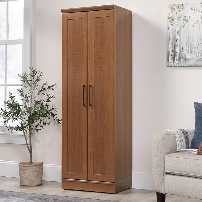 Sauder HomePlus Storage Pantry cabinets, L: 23.25" x W: 17" x H: 71.18", Sienna Oak