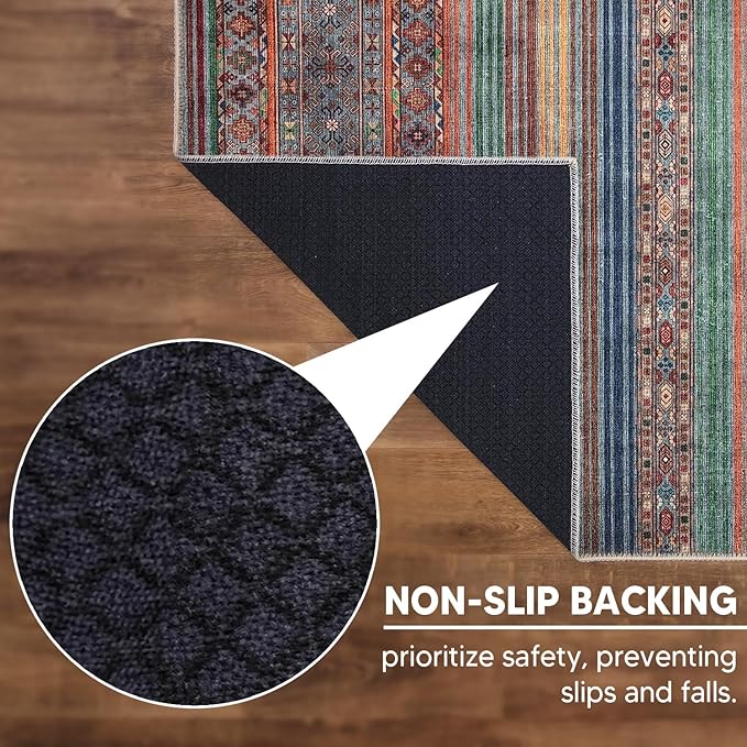 Keen Home Design 2x12 Rug - Machine Washable Runner Rug with Non-Slip Backing, Ideal for Hallway, Entryway, Kitchen, Laundry Room - Vintage, Easy Clean, Durable, Low Pile - (2'6" x 12')